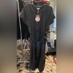 Umgee Blue Button-Up Dress Stone Washed